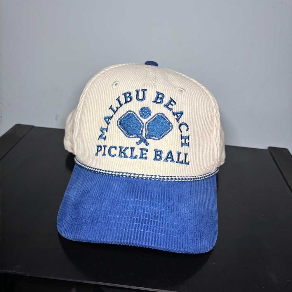 Malibu Beach Pickle Ball Corduroy Cap - Cream & Blue